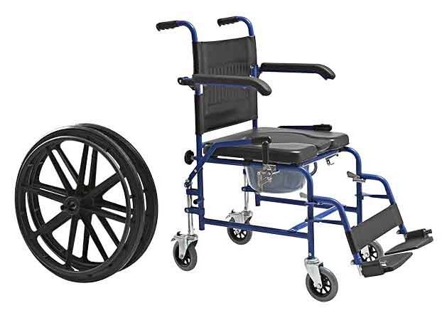 Multifunctional detached mag wheel Transport Lightweight with Commode Wheel Chair Folding manual steel Commode Wheelchair