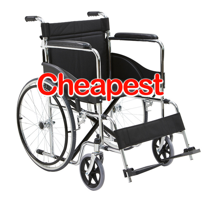 Wholesale steel frame Double Cross with powder-coating finish Nylon Fabric seat manual foldable mobility wheelchair