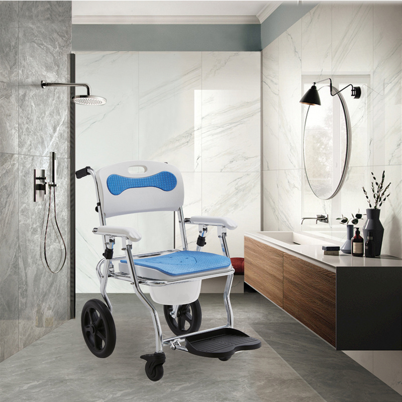 3 in 1 aluminum medical bedside assist bathroom portable shower chair with commode