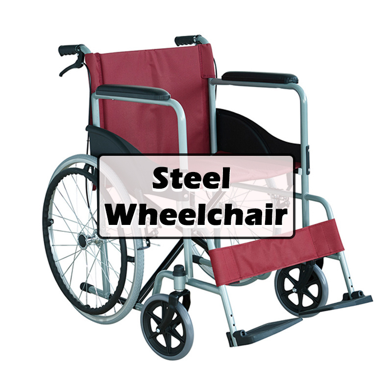 Wholesale steel frame Double Cross with powder-coating finish Nylon Fabric seat manual foldable mobility wheelchair