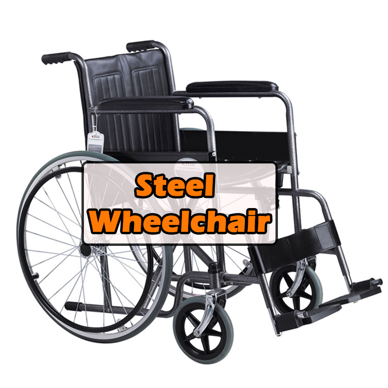 Wholesale steel frame Double Cross with powder-coating finish Nylon Fabric seat manual foldable mobility wheelchair