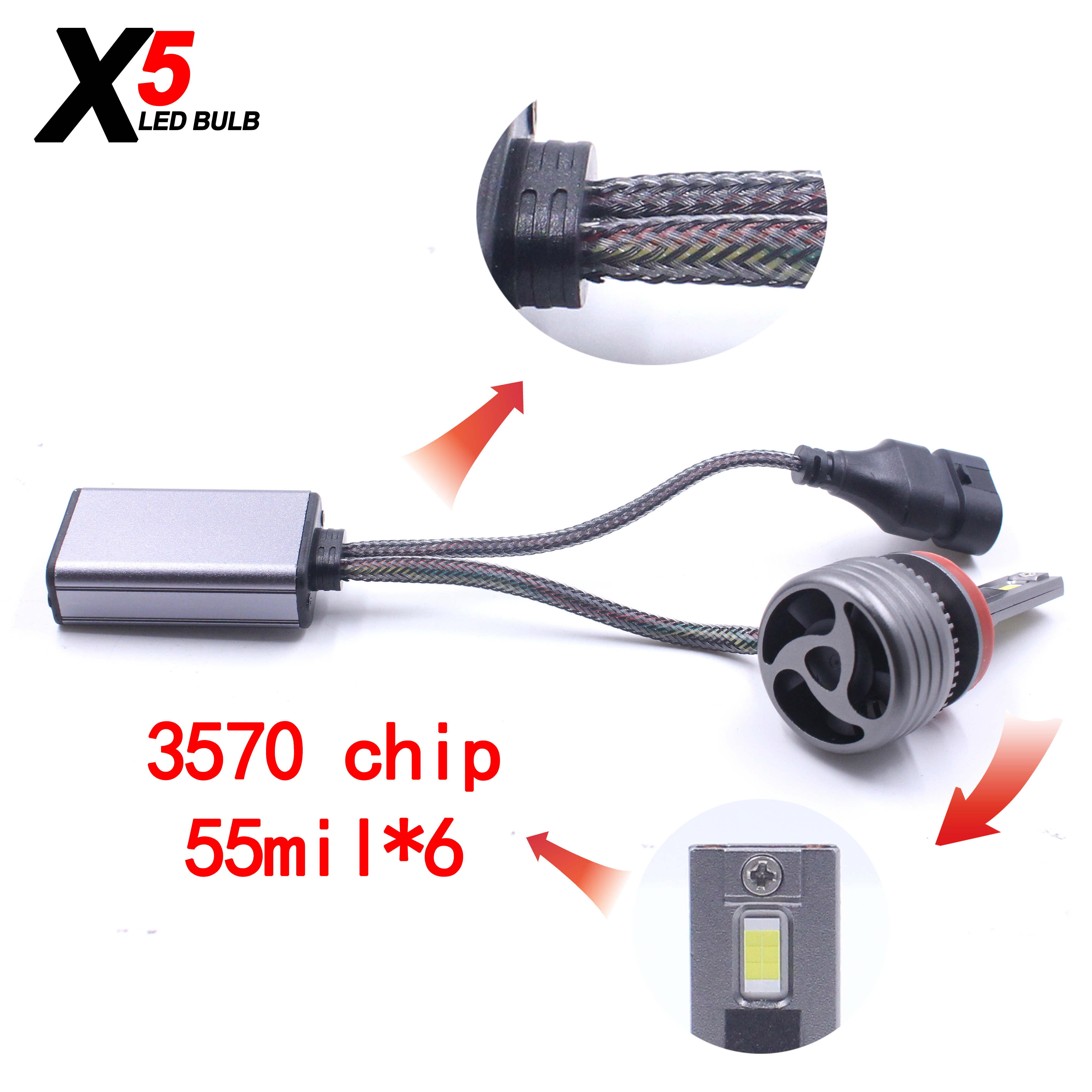 X5 car accessories 100W Canbus Car Led H7 Headlight Bulb LED Light H4 9005 9006 Fog Light H1 H3 H8 H9 H11 Led Headlight Bulb