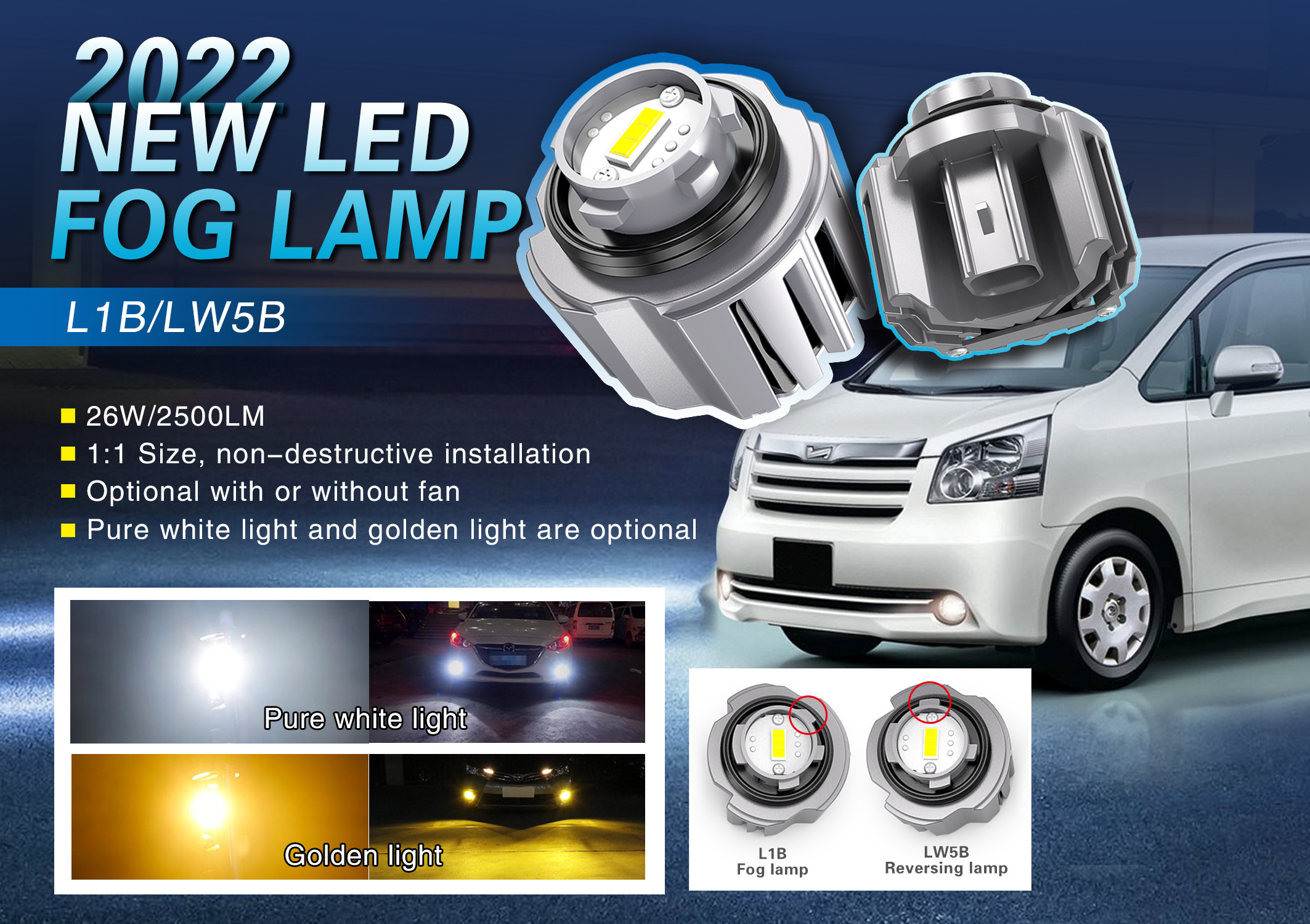 FG1 L1B 3000K 6500K 4800LM Car Bulbs Car LED Fog Light Bulb LW5B Reversing Light White Yellow H11 LED Fog Lamp for Toyota Honda