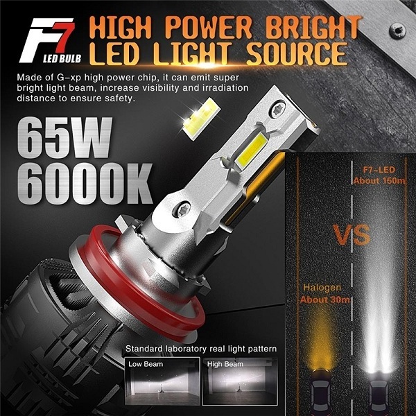 Manufacturer Hight Power F7 H7 Car Led Headlight 130W 26000LM 9005 9006 H7 H11 H4 H13 9004 Led Lights Canbus H11 Led Headlamp