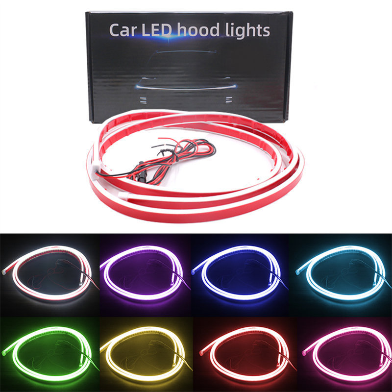 1.8m Led Hood Lights Headlight LED Strip White Color drl Turn Signal Light White Yellow Flowing Flexible Bulb for BMW