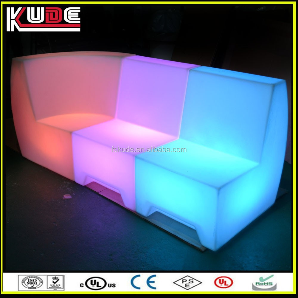 Hot Sale Color Control LED Furniture Plastic Sectional LED Couch Sofa for Bar