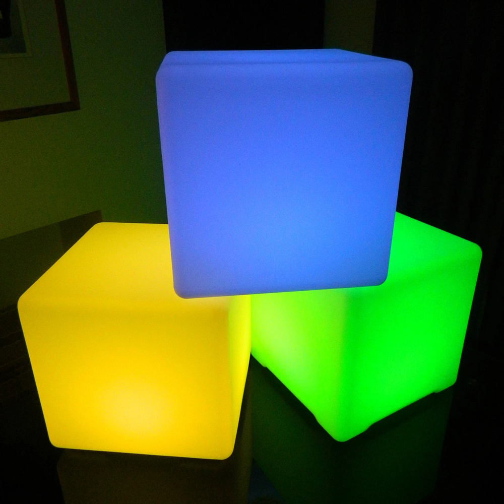 Led cube lighting seat rechargeable led cube 16 colors changing illuminated led chair and seating plastic stool Led cube chair