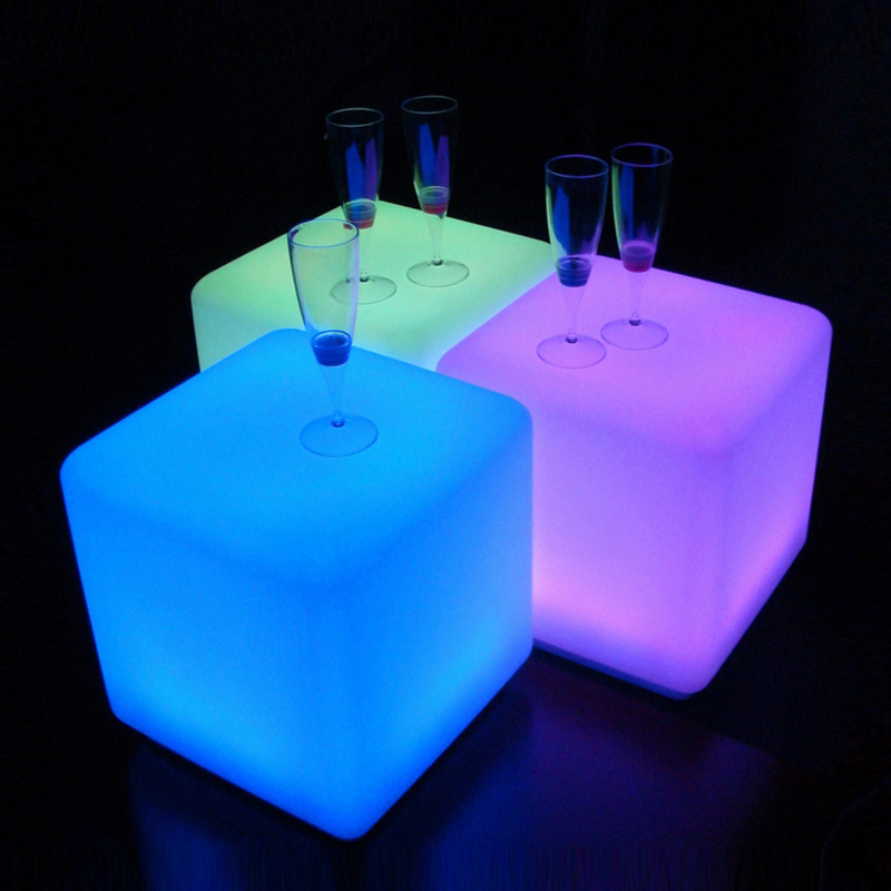 Led cube lighting seat rechargeable led cube 16 colors changing illuminated led chair and seating plastic stool Led cube chair