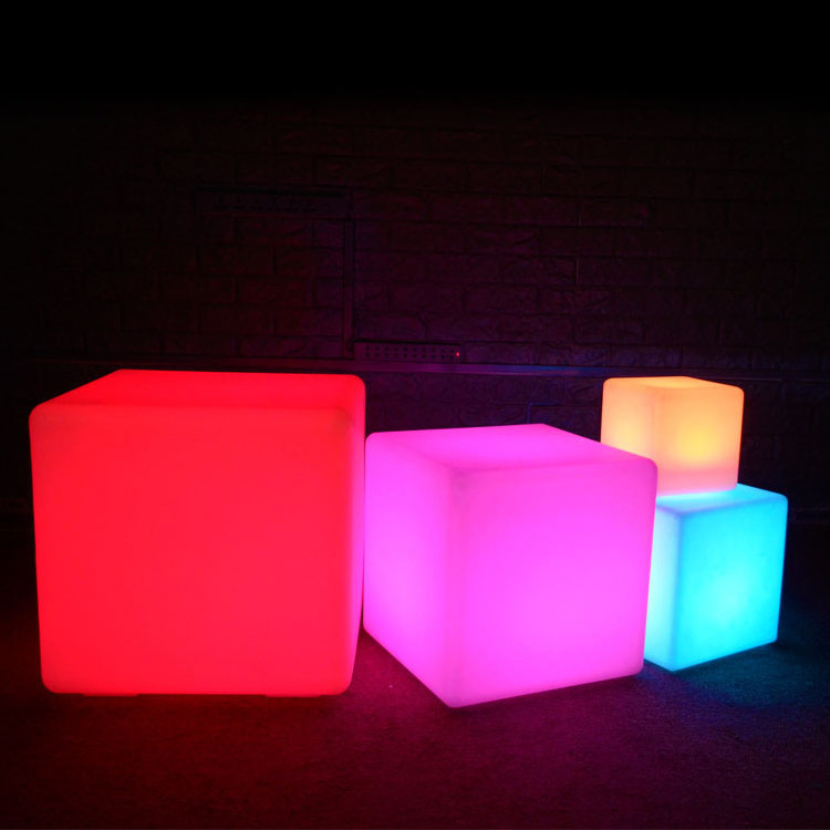 rechargeable waterproof outdoor led furniture glowing chair ice cube light led led light up cube table Led cube light