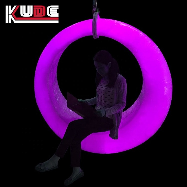 LED Swing glowing round colorful hanging 16 rgb color changing remote control led swing with stand