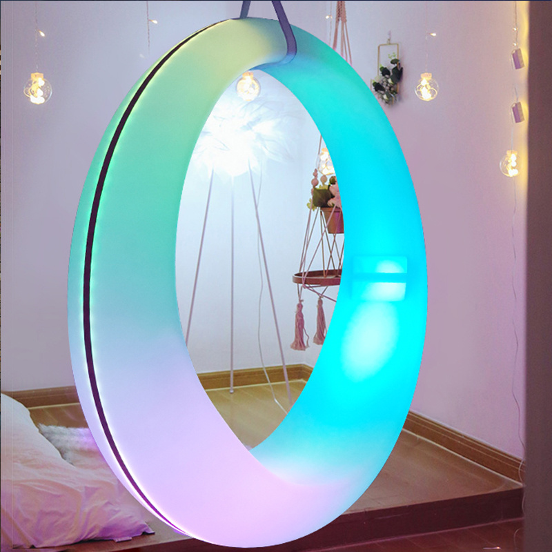 Magical LED Stand Lamp Led chair LED Swing Glowing Round Colorful Hanging 16 RGB Color Changing Remote Control Outdoor Swing