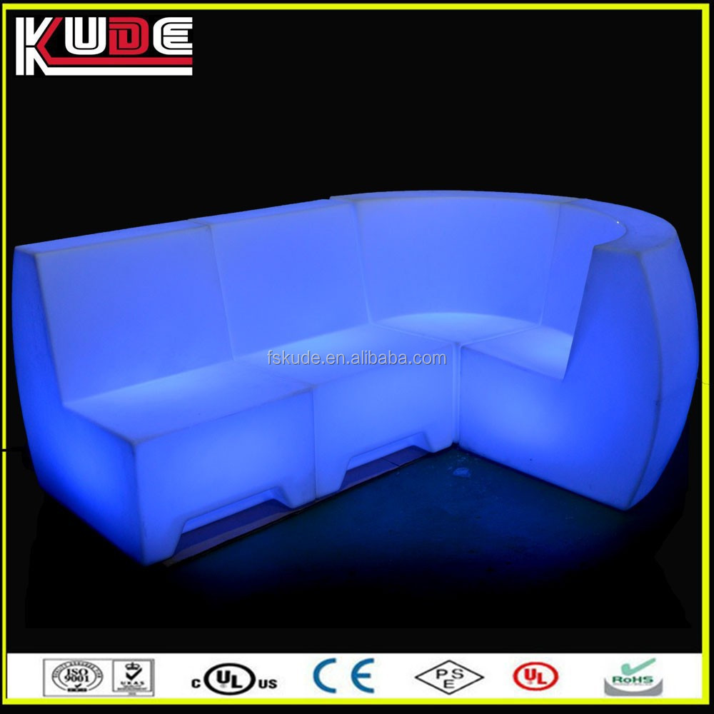 Hot Sale Color Control LED Furniture Plastic Sectional LED Couch Sofa for Bar