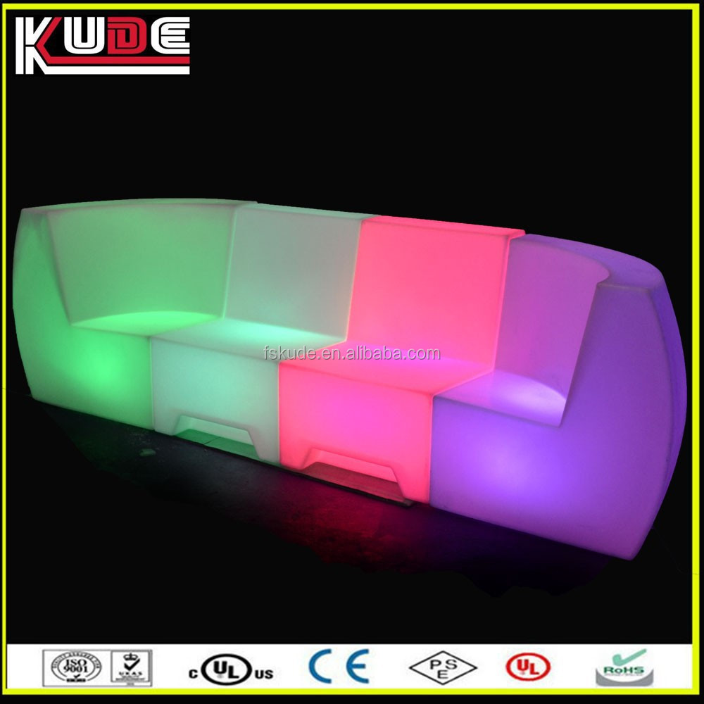 Hot Sale Color Control LED Furniture Plastic Sectional LED Couch Sofa for Bar