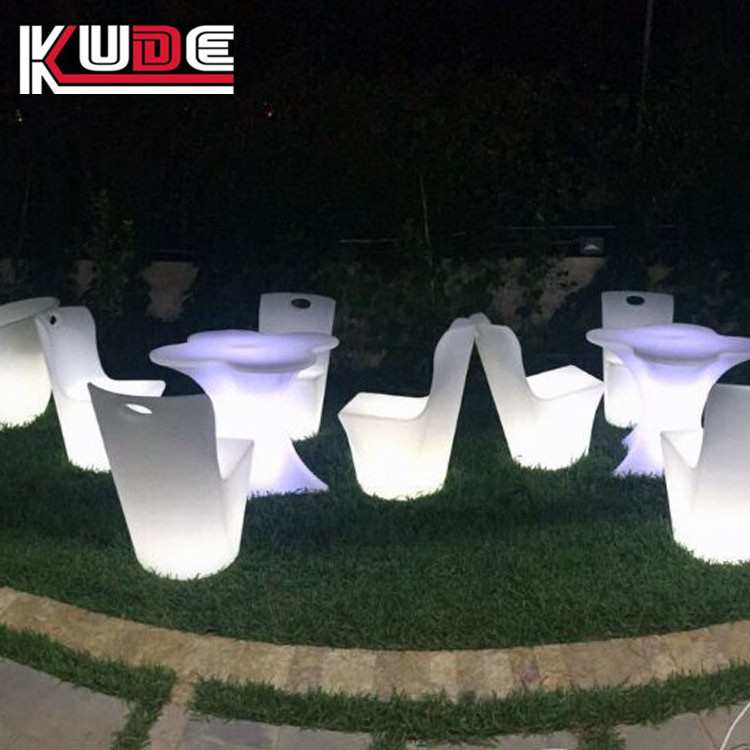 16 Colors Waterproof Outdoor Furniture LED Tables Flower Shaped Coffee Table