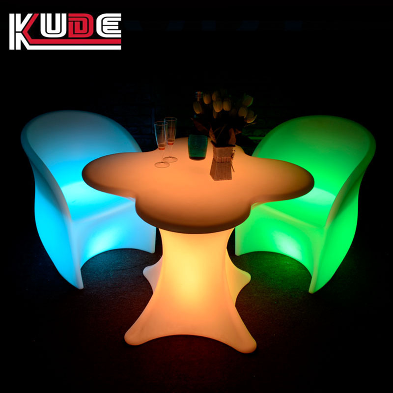 16 Colors Waterproof Outdoor Furniture LED Tables Flower Shaped Coffee Table