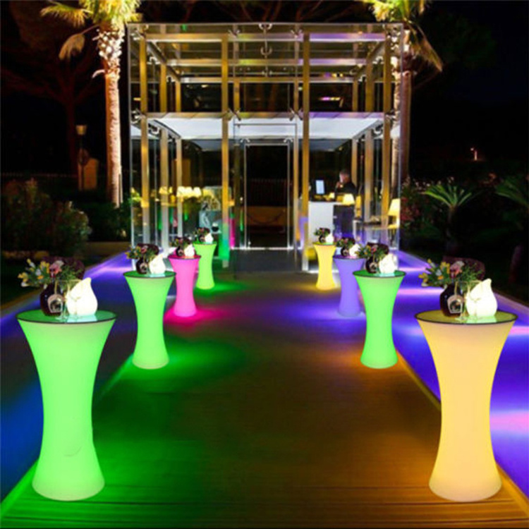 Hot Sale High table Portable waterproof led light up bar table Led cocktail table for events