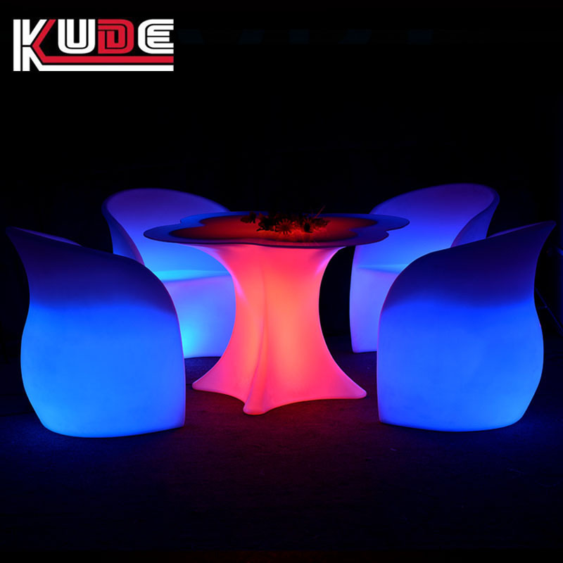 16 Colors Waterproof Outdoor Furniture LED Tables Flower Shaped Coffee Table