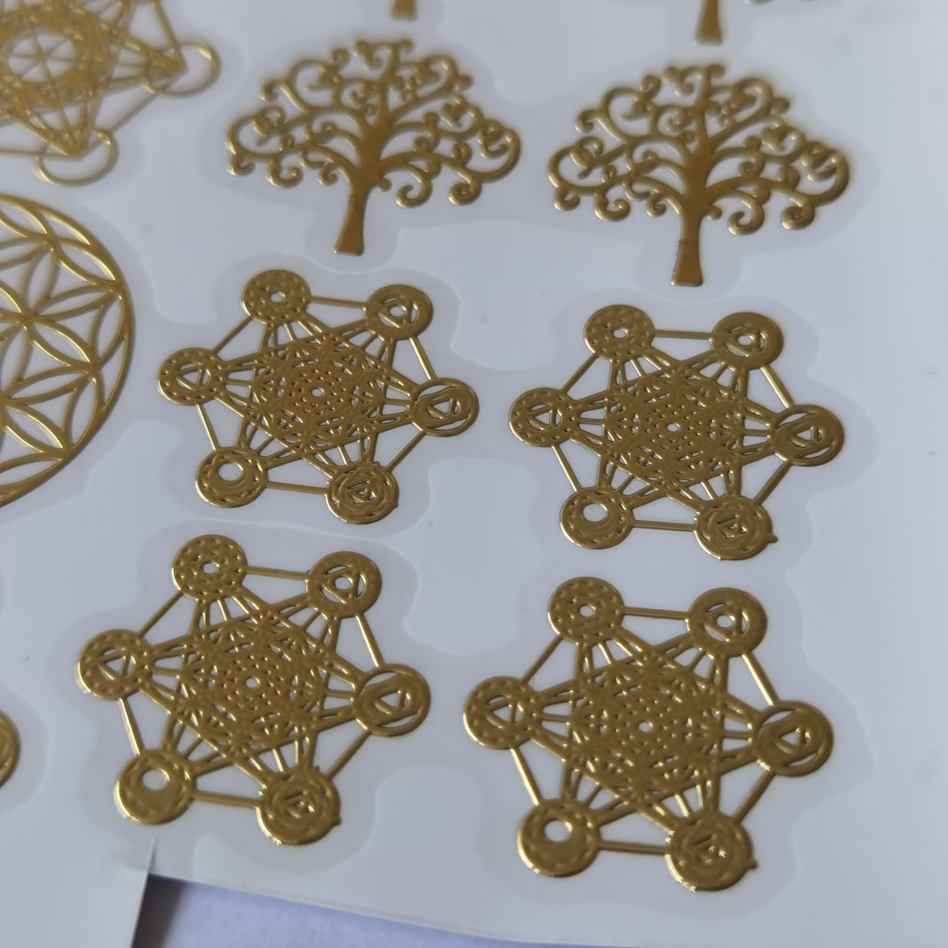 Custom DIY Energy Tower Sacred Geometry Metal Nickel Orgone Sticker Flower Life Tree  Material Window Sticker/Decal