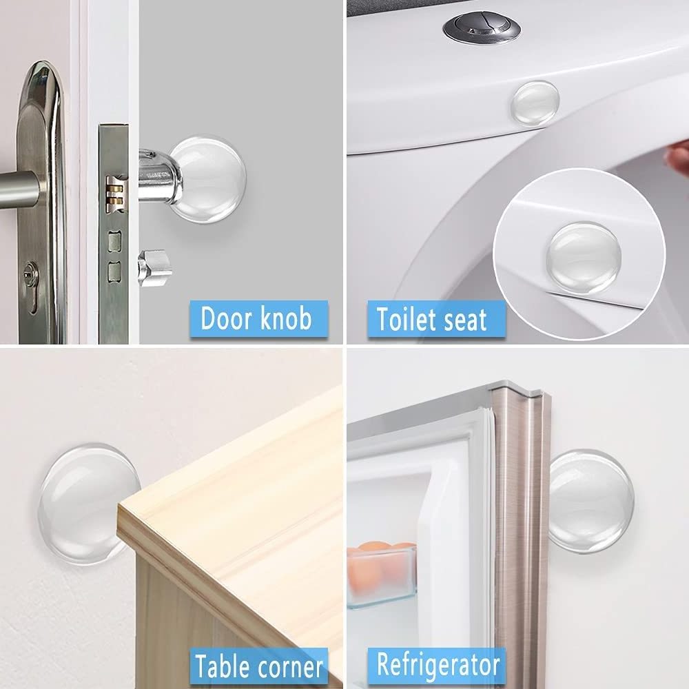 Door Knob Wall Shield Transparent Round Soft Rubber Wall Protector Self Adhesive Door Handle Bumper