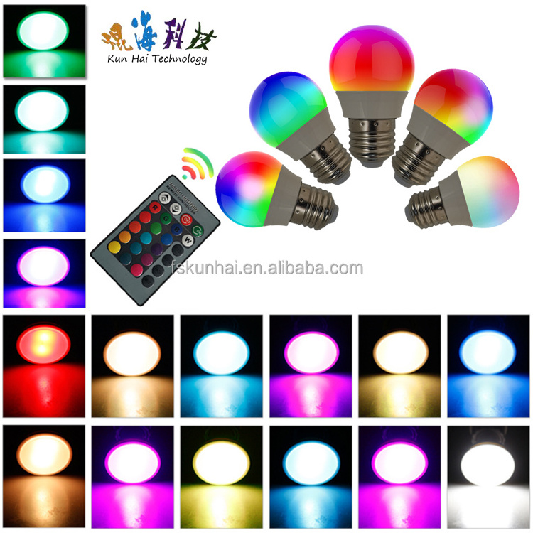 RGB color LED BULBS, 16 colors intelligent remote control KH-RBG-G45