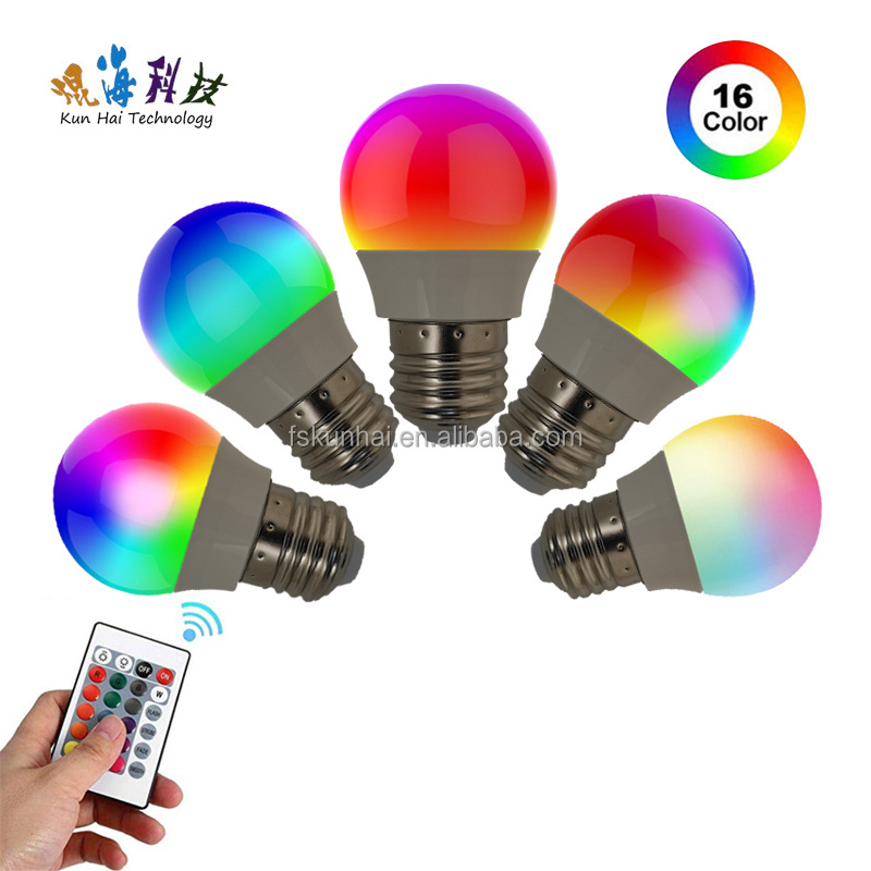 RGB color LED BULBS, 16 colors intelligent remote control KH-RBG-G45