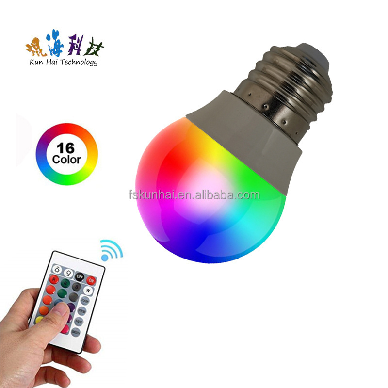 RGB color LED BULBS, 16 colors intelligent remote control KH-RBG-G45