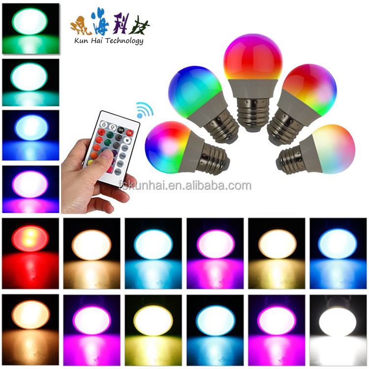 RGB color LED BULBS, 16 colors intelligent remote control KH-RBG-G45