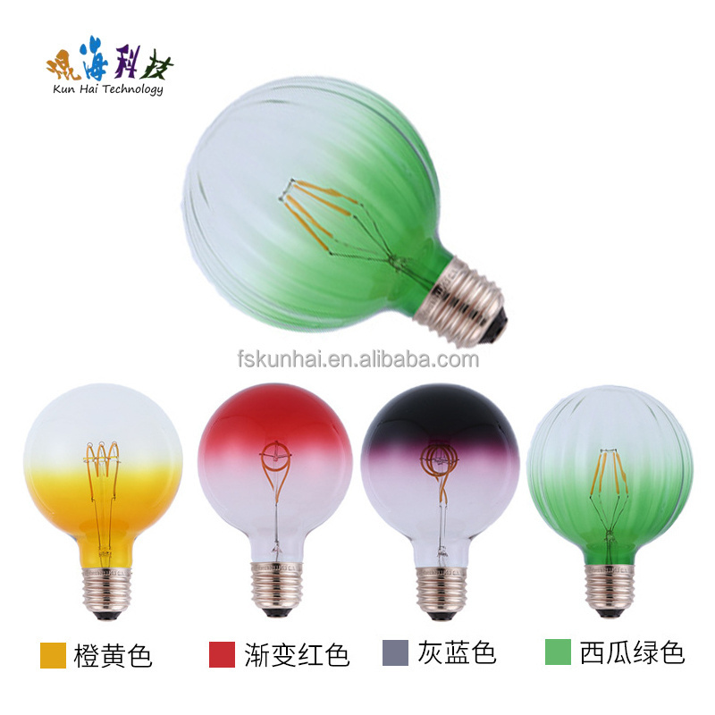 LED RGB color gradient bulb light Art Deco Cafe bar warm light G95 LED filament bulb light KH-G95-RGB