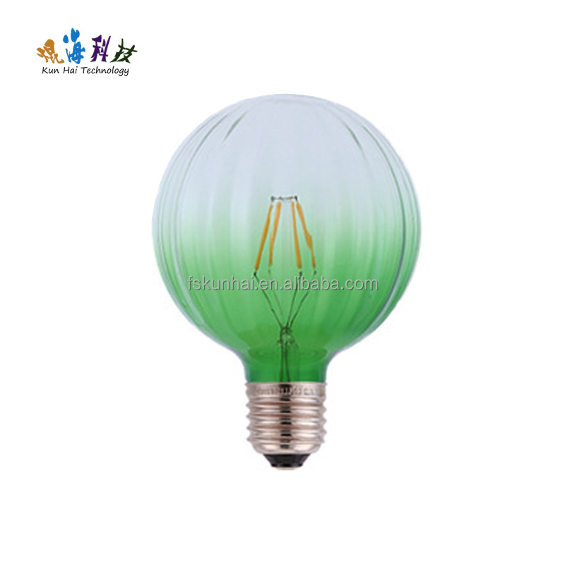 LED RGB color gradient bulb light Art Deco Cafe bar warm light G95 LED filament bulb light KH-G95-RGB