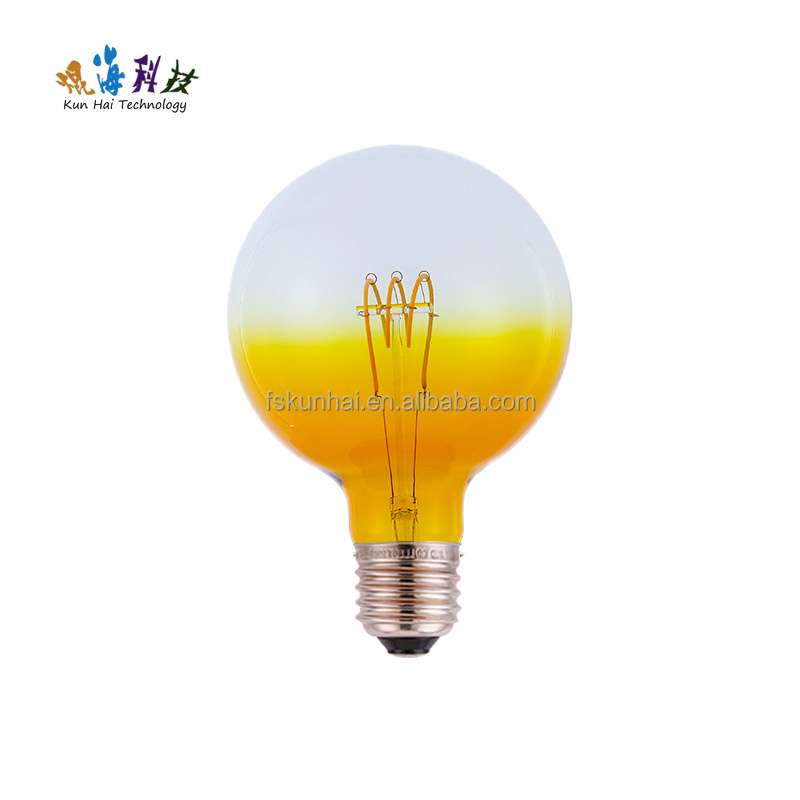 LED RGB color gradient bulb light Art Deco Cafe bar warm light G95 LED filament bulb light KH-G95-RGB