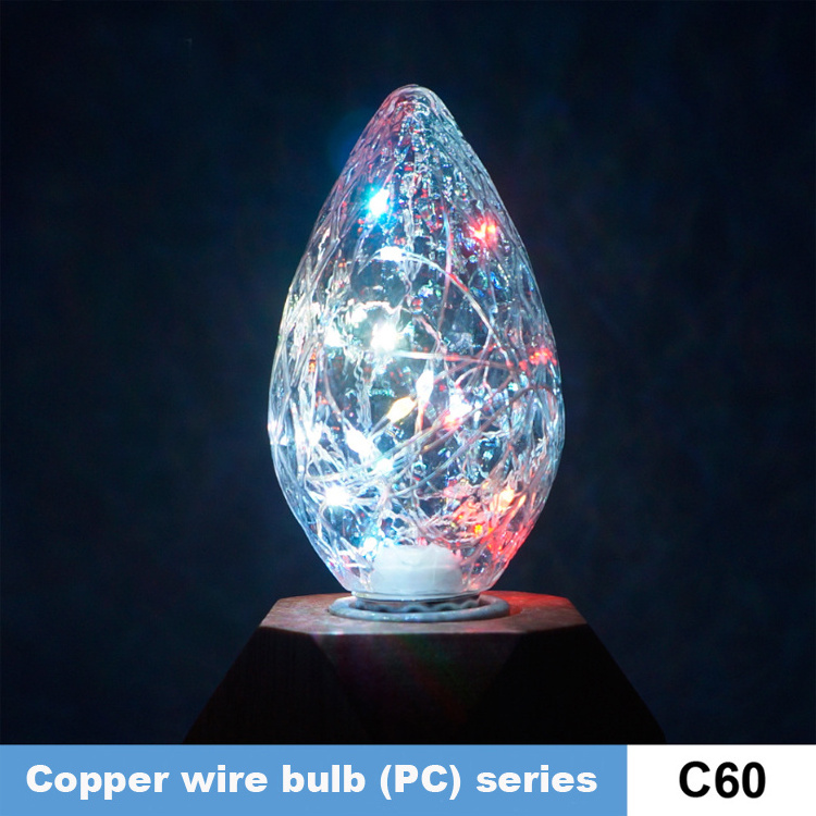 LED Christmas lights PC and copper wire bulb C60 2.4m24 lights produced festive  KTV lights  KH-DXSL-C60