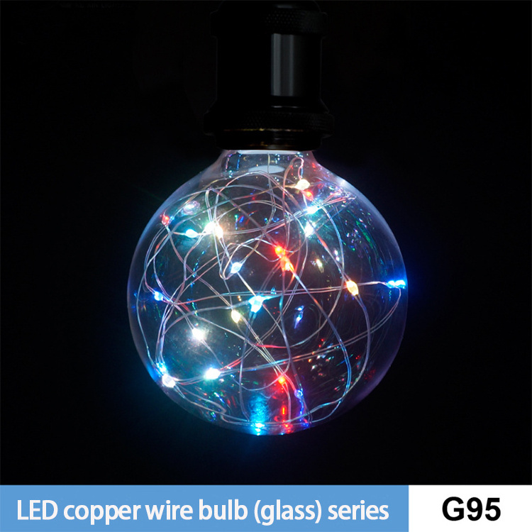 LED glass and copper wire bulb G95 2.4m24 lights produced Christmas lights and festive  KTV lights KH-DXSL-G95