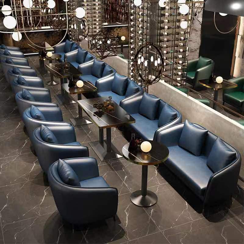 Best Leather  Double Sofa Coffee Shop Western Restaurant Night Club Seat Bar Booth Seating Bar Chair And Table Set