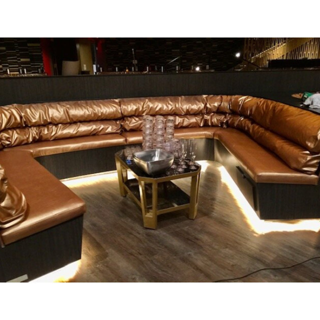 industrial strip club furniture bar lounge set U shape brown bar nightclub booth seating sofa retro bar furniture