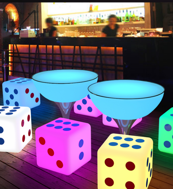 Commercial high quality bar tables bar stool, outdoor park patio bar chair stool led cube stool seat light up cube furniture