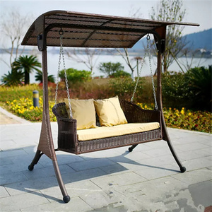 Factory price waterproof beach outdoor furniture set loveseat patio rattan hanging swings balcony garden chair