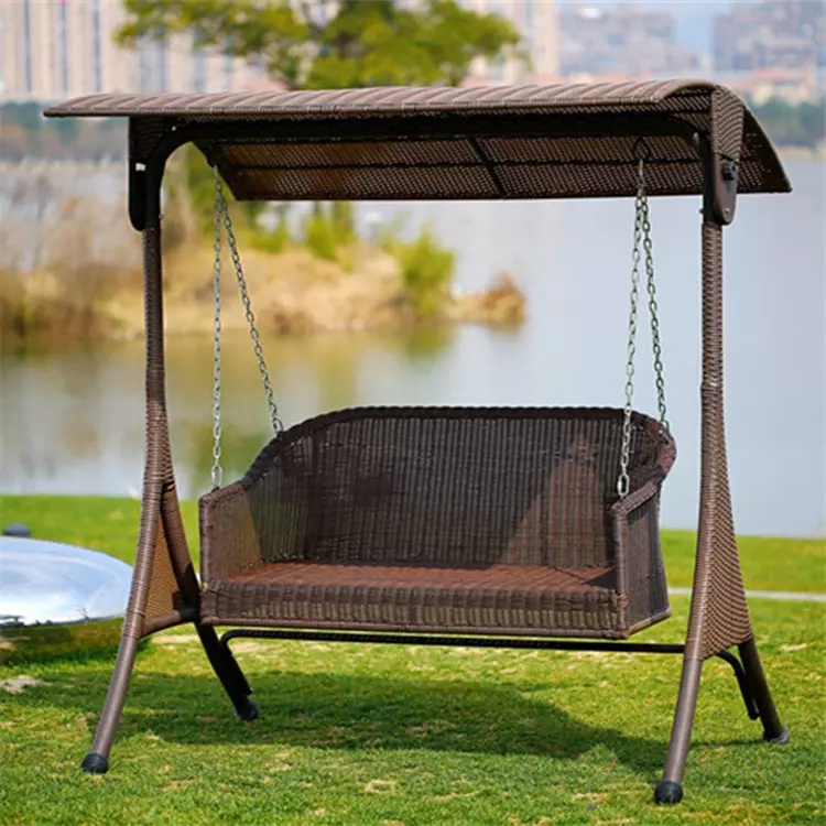 Factory price waterproof beach outdoor furniture set loveseat patio rattan hanging swings balcony garden chair