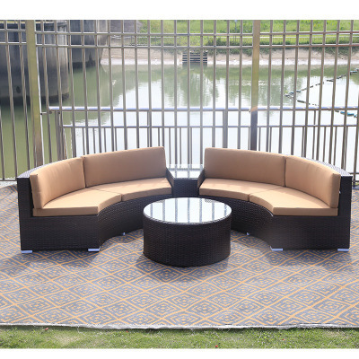 Factory nordic furniture restaurant sofa garden lounge outdoor rattan round garden patio sofa set outdoor furniture