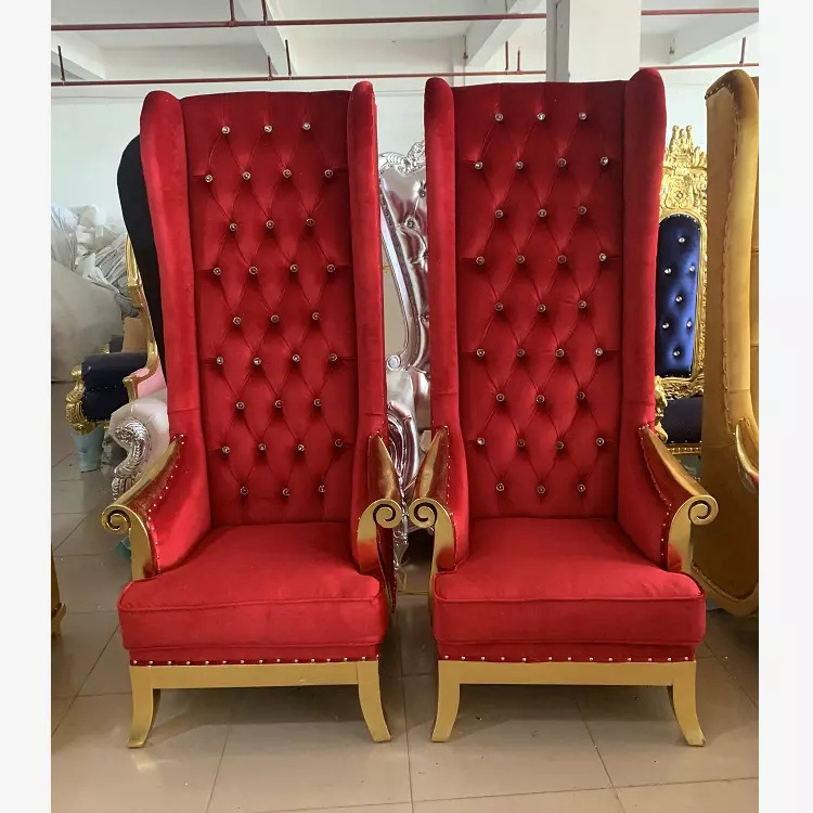 Wholesale European style event rental royal high back queen king white and gold throne sofa chair luxury