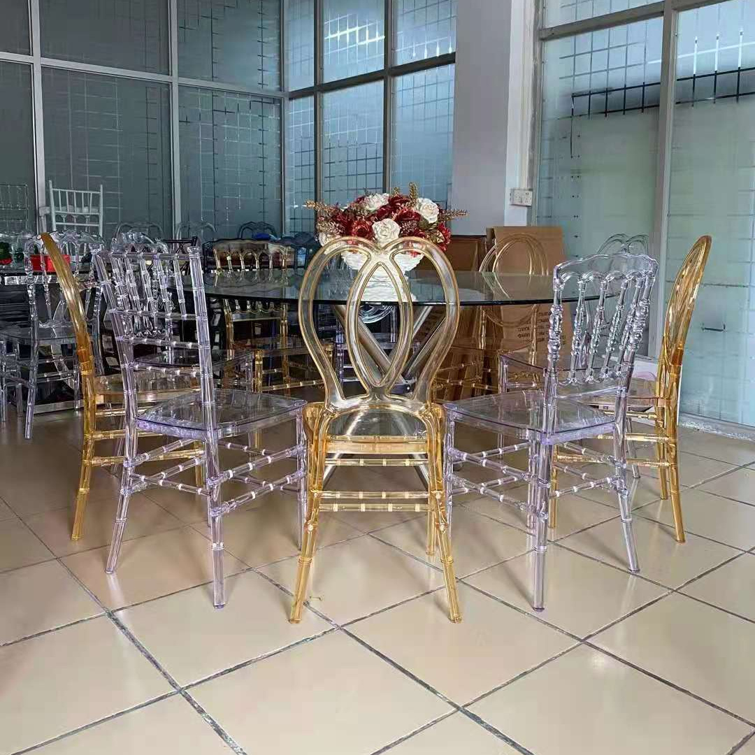 Modern stackable event party outdoor indoor napoleon chair clear crystal Tiffany chair wedding chairs and tables for rental