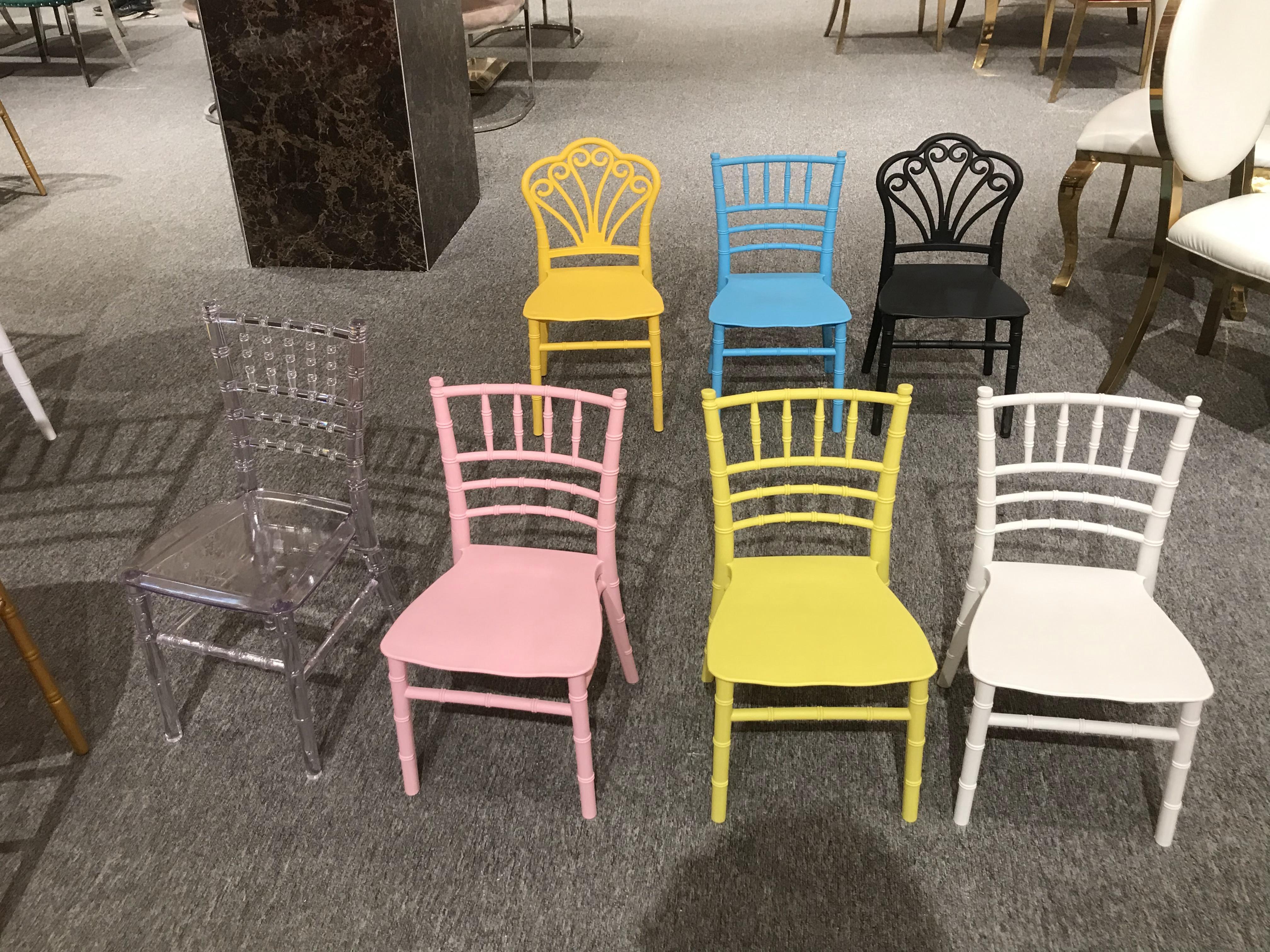 Wholesale event rental baby kids clear acrylic transparent chiavari chairs children plastic clear kids tiffany chair party