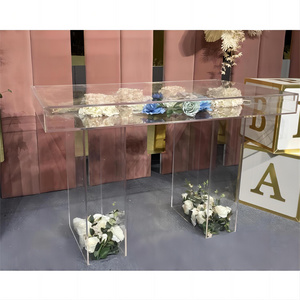 Wedding decorations ghost rectangular hotel crystal wedding cake table office conference desks clear acrylic lucite dining table