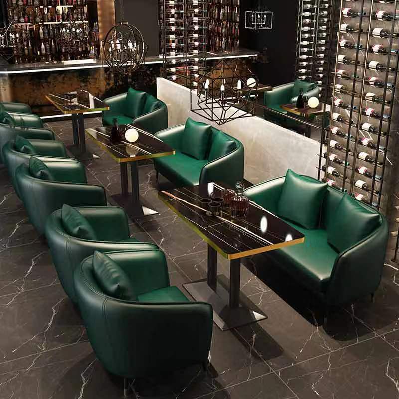 Best Leather  Double Sofa Coffee Shop Western Restaurant Night Club Seat Bar Booth Seating Bar Chair And Table Set