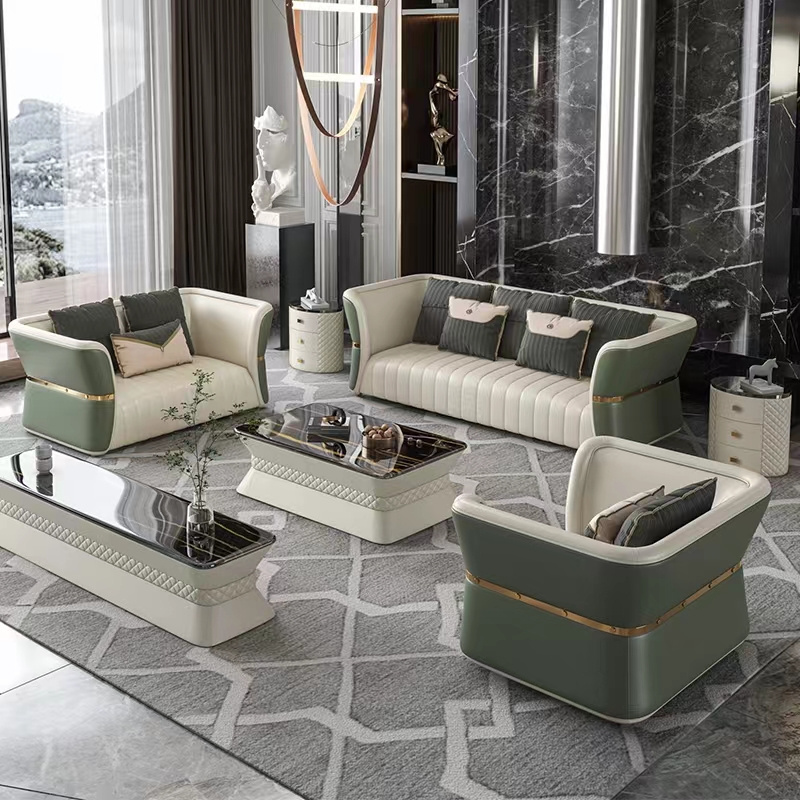 Light luxury leather sofa set living room modern sectionals couch lounge custom sofa set furniture for home living room sofa set