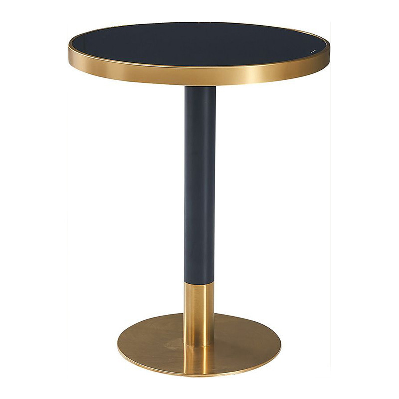 Foshan commercial coffee shop restaurant luxury golden marble table top stainless steel base restaurant dining table