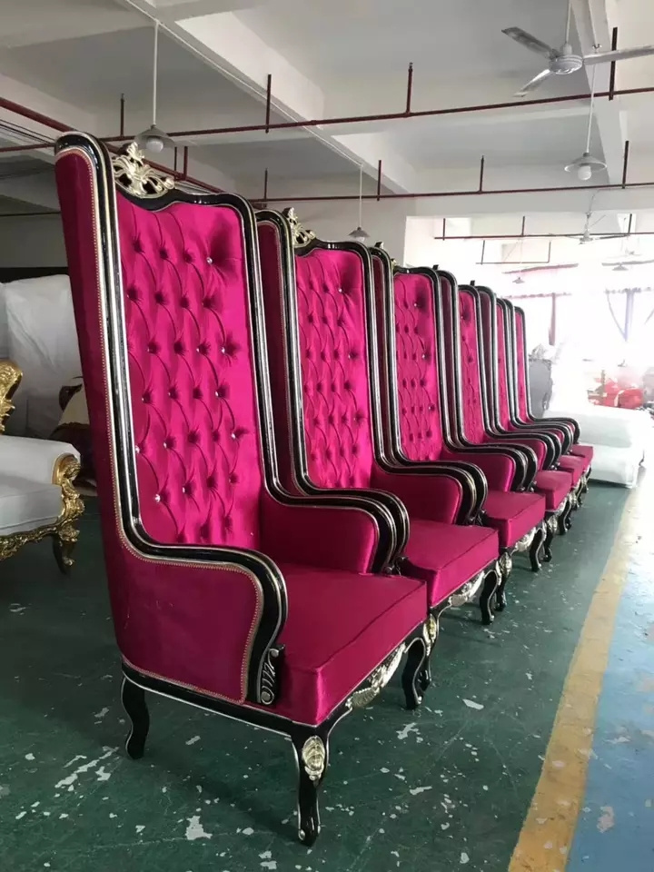 Wholesale European style event rental royal high back queen king white and gold throne sofa chair luxury