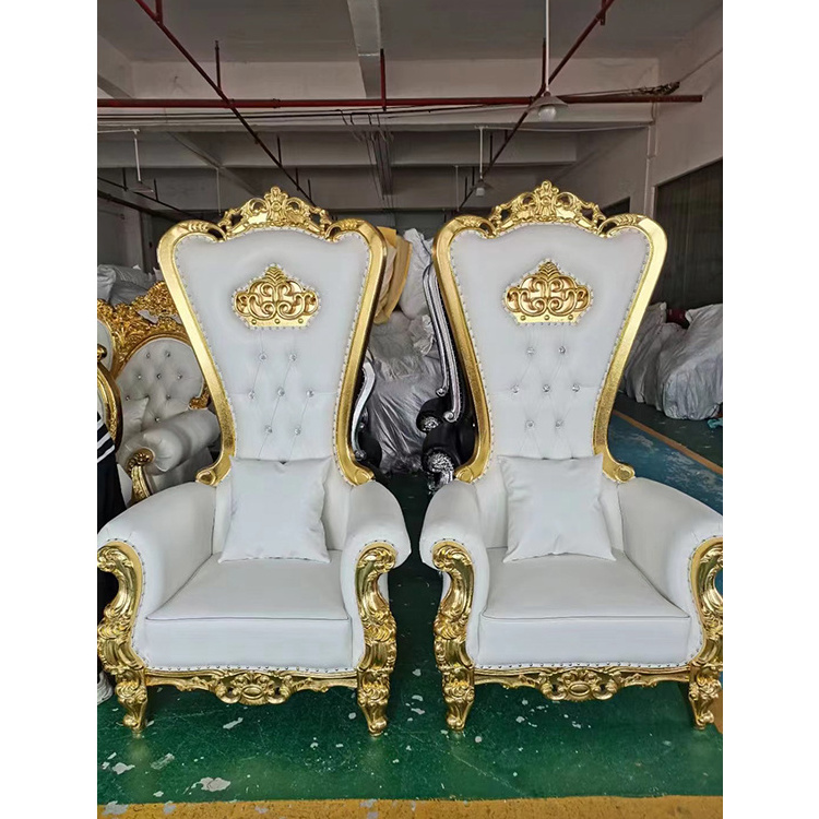 classic cheap wedding royal throne chair gold for bride and groom, event party queen king throne chair