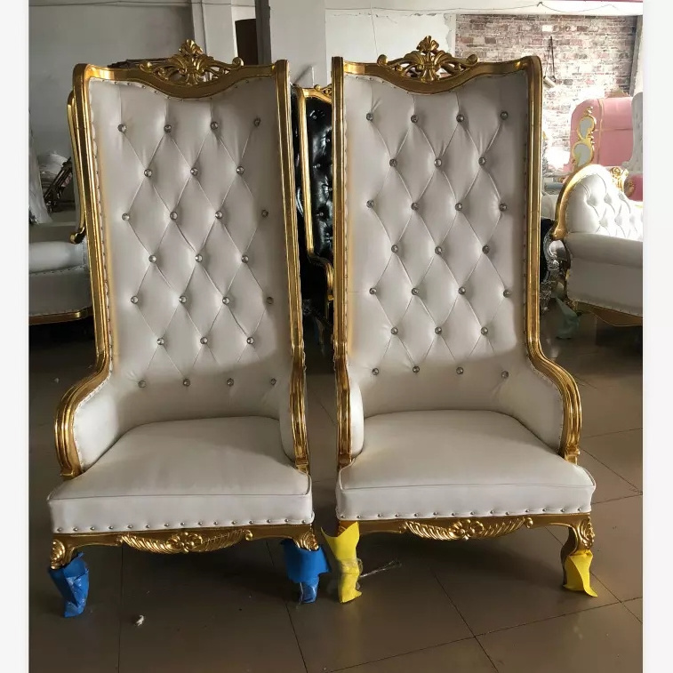 Wholesale European style event rental royal high back queen king white and gold throne sofa chair luxury