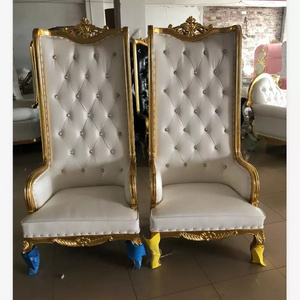 Wholesale European style event rental royal high back queen king white and gold throne sofa chair luxury