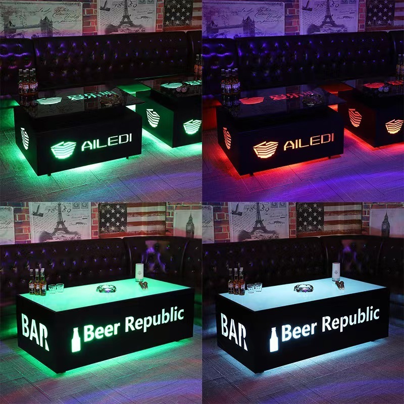 Cool bar furniture/ nightclub/ KTV/ night club/led cube table hookah lounge furniture sofa set center pieces table